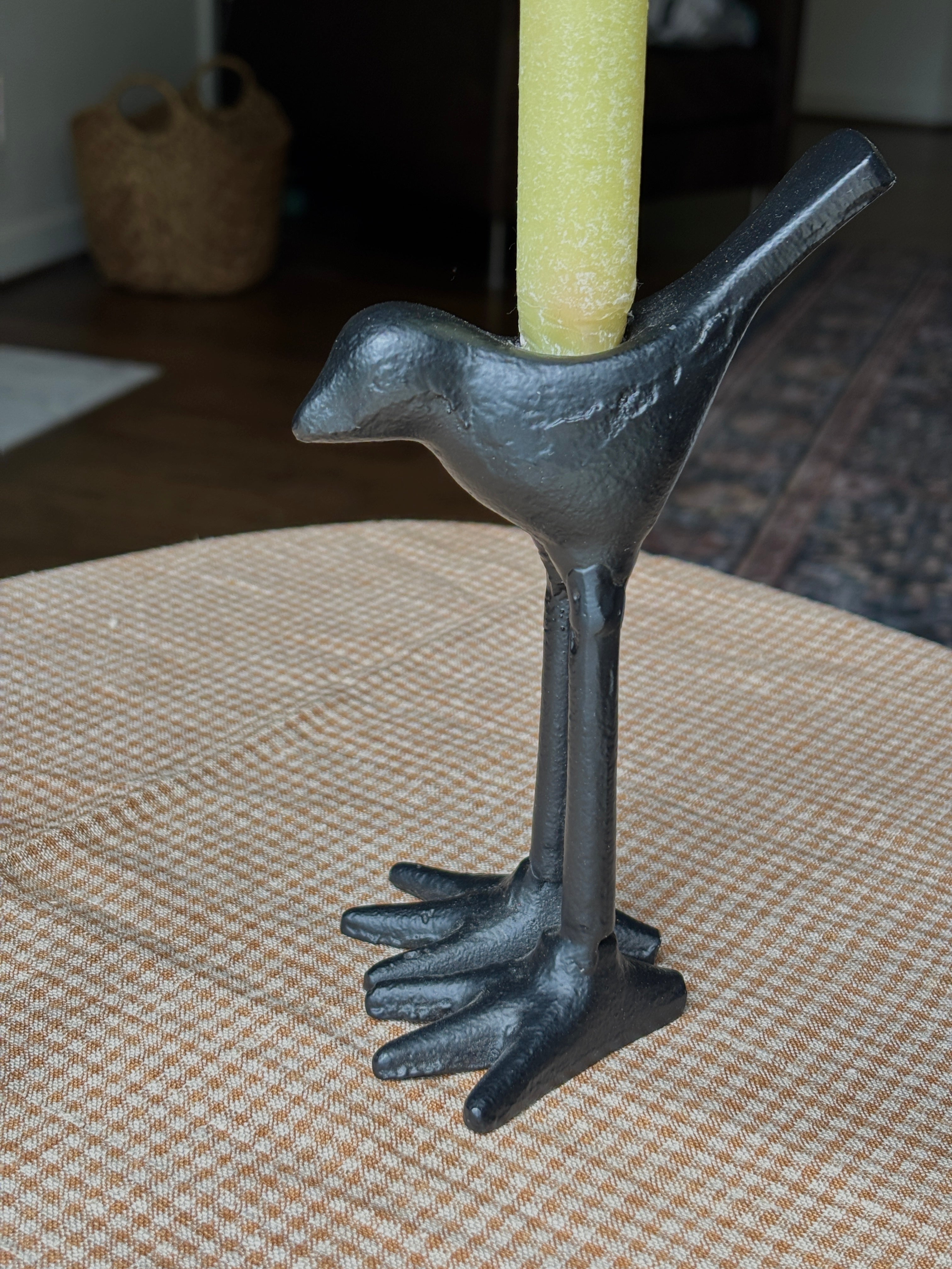 Hand Forged Iron Bird Candlestick Holder