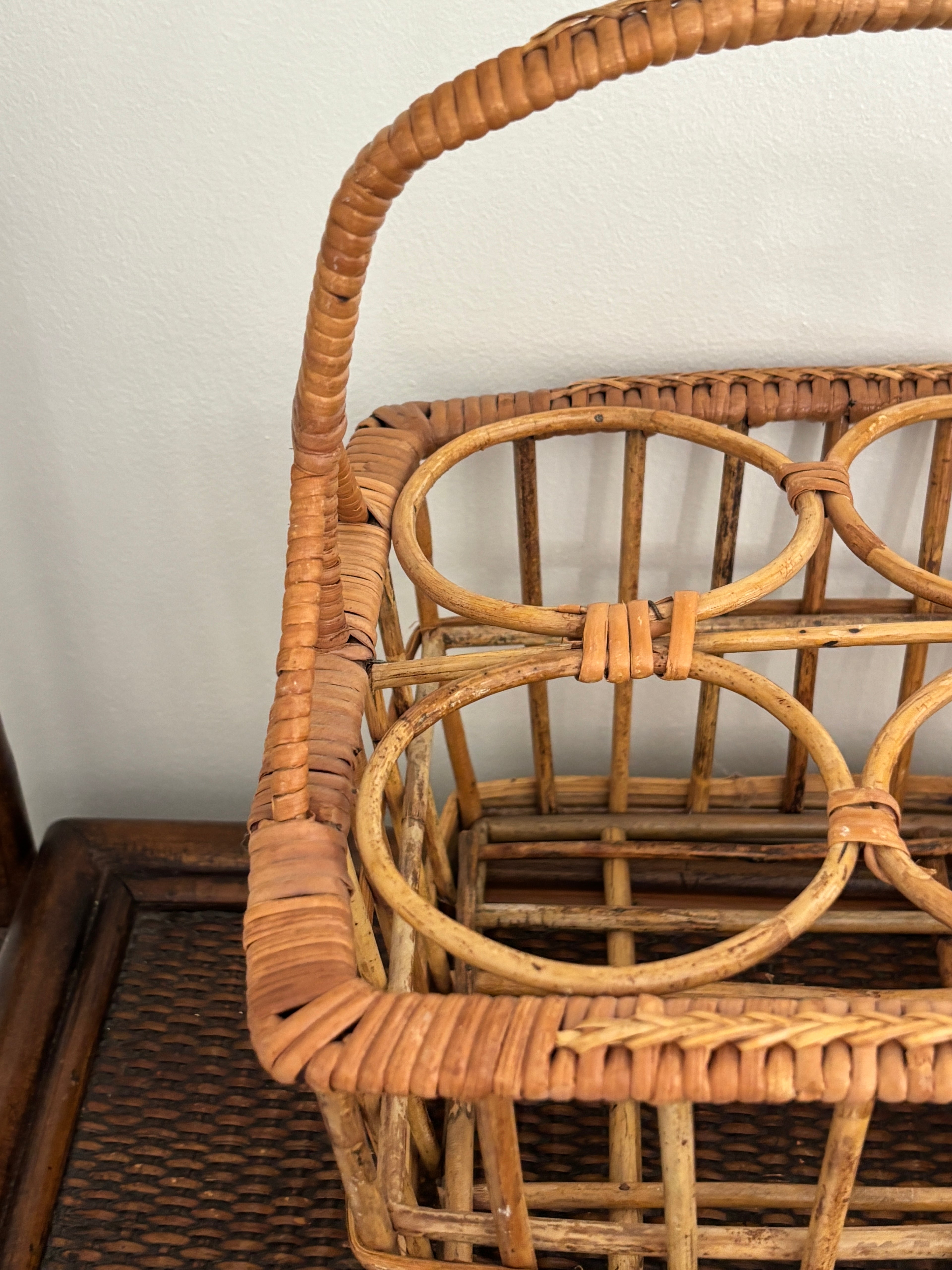 Rattan Wine Bottle Caddy