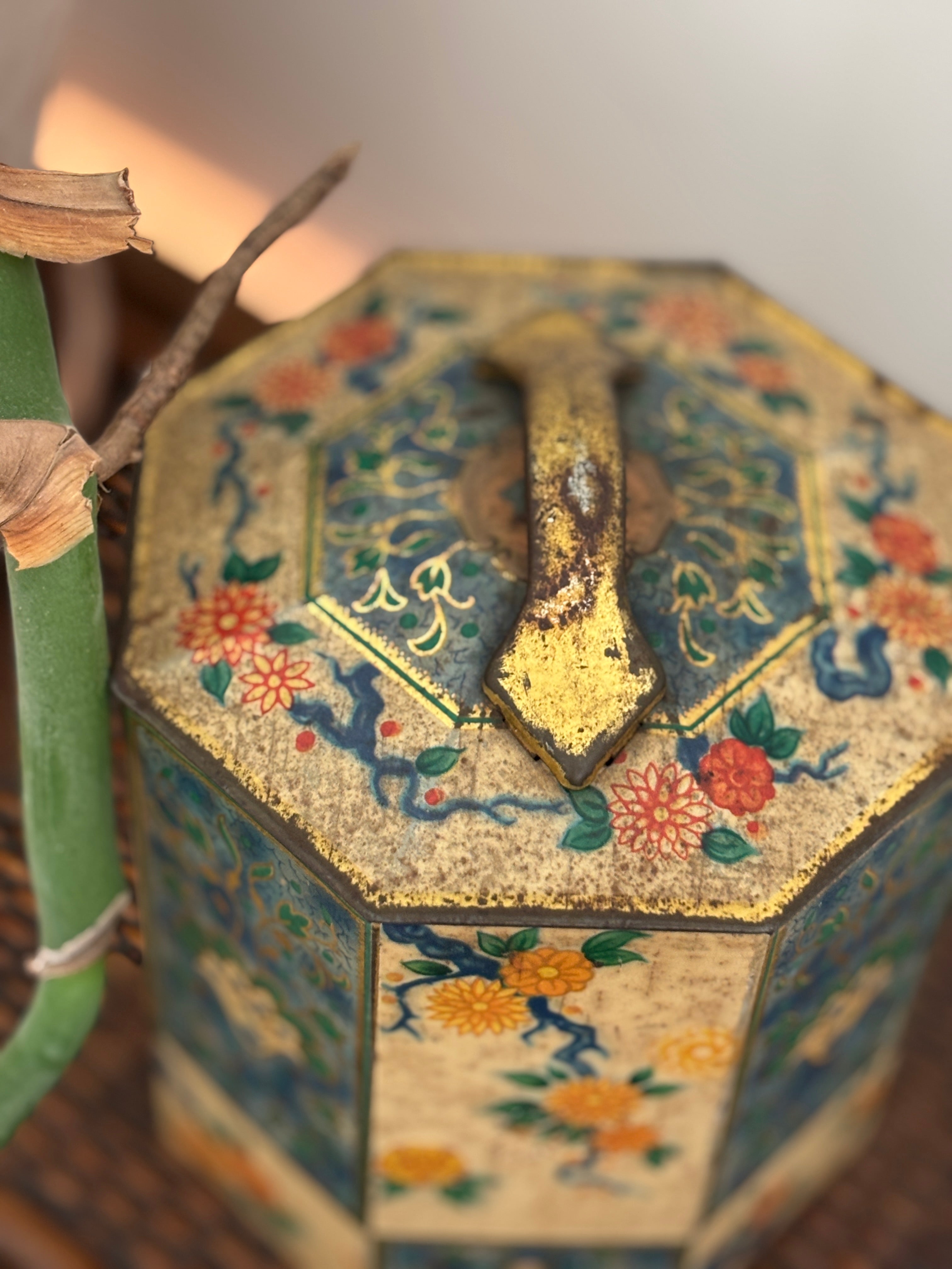 Antique Octagonal Tea Tin