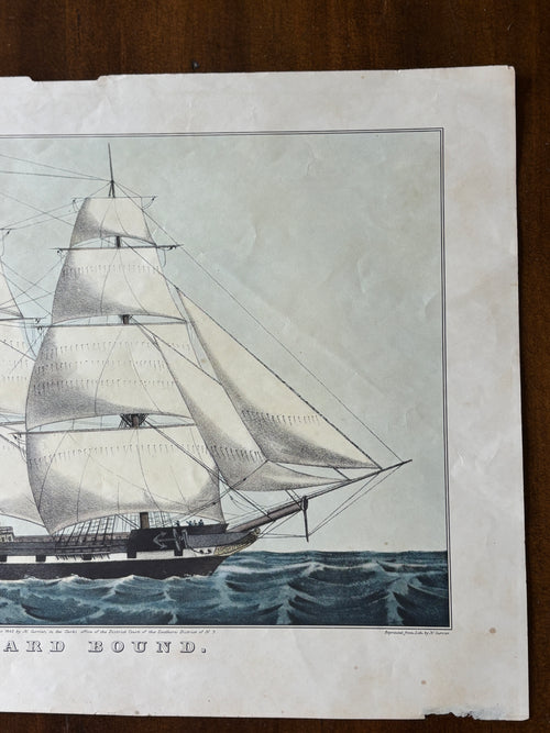 1953 Currier and Ives Calendar Boat Print