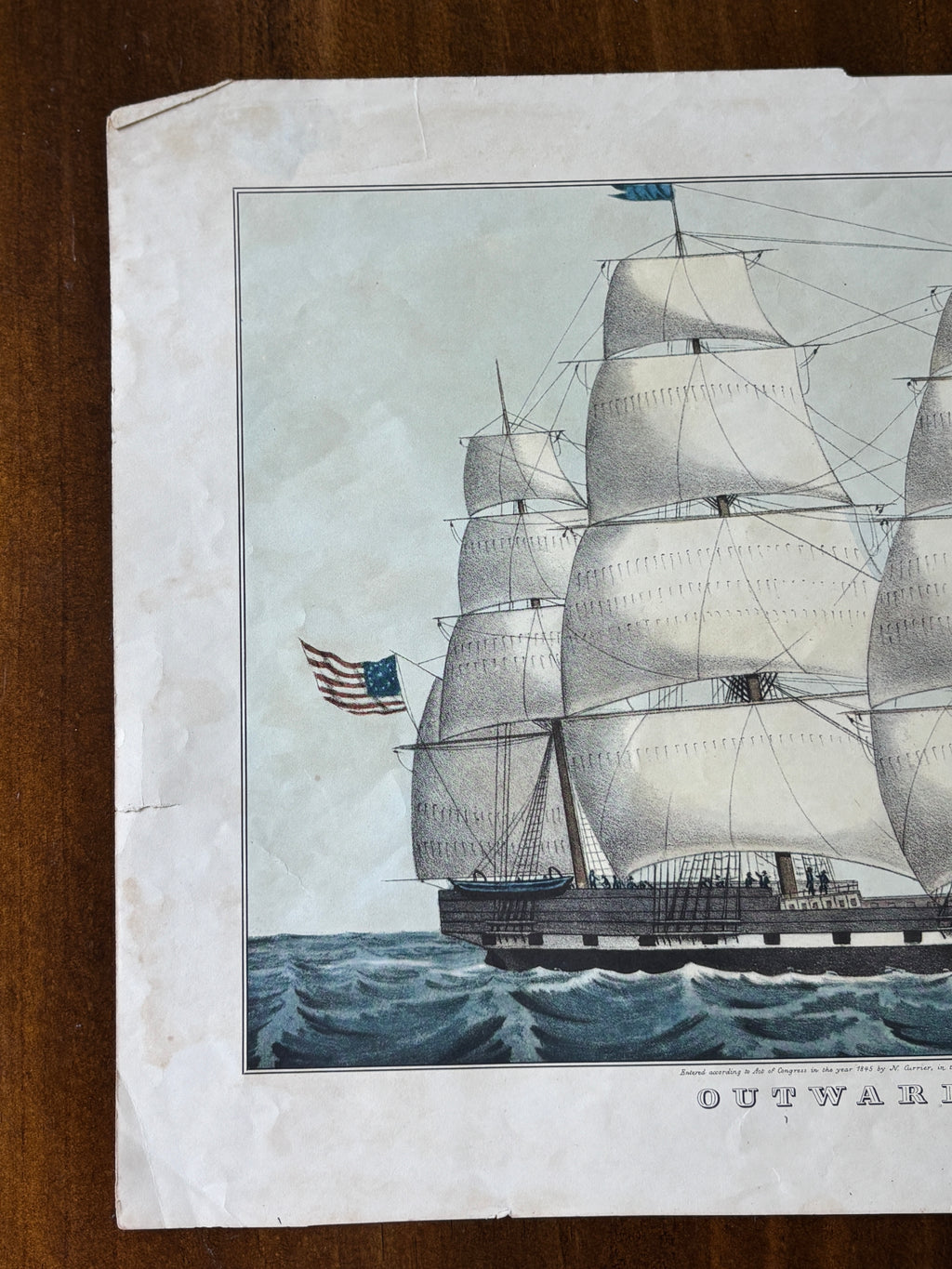 1953 Currier and Ives Calendar Boat Print