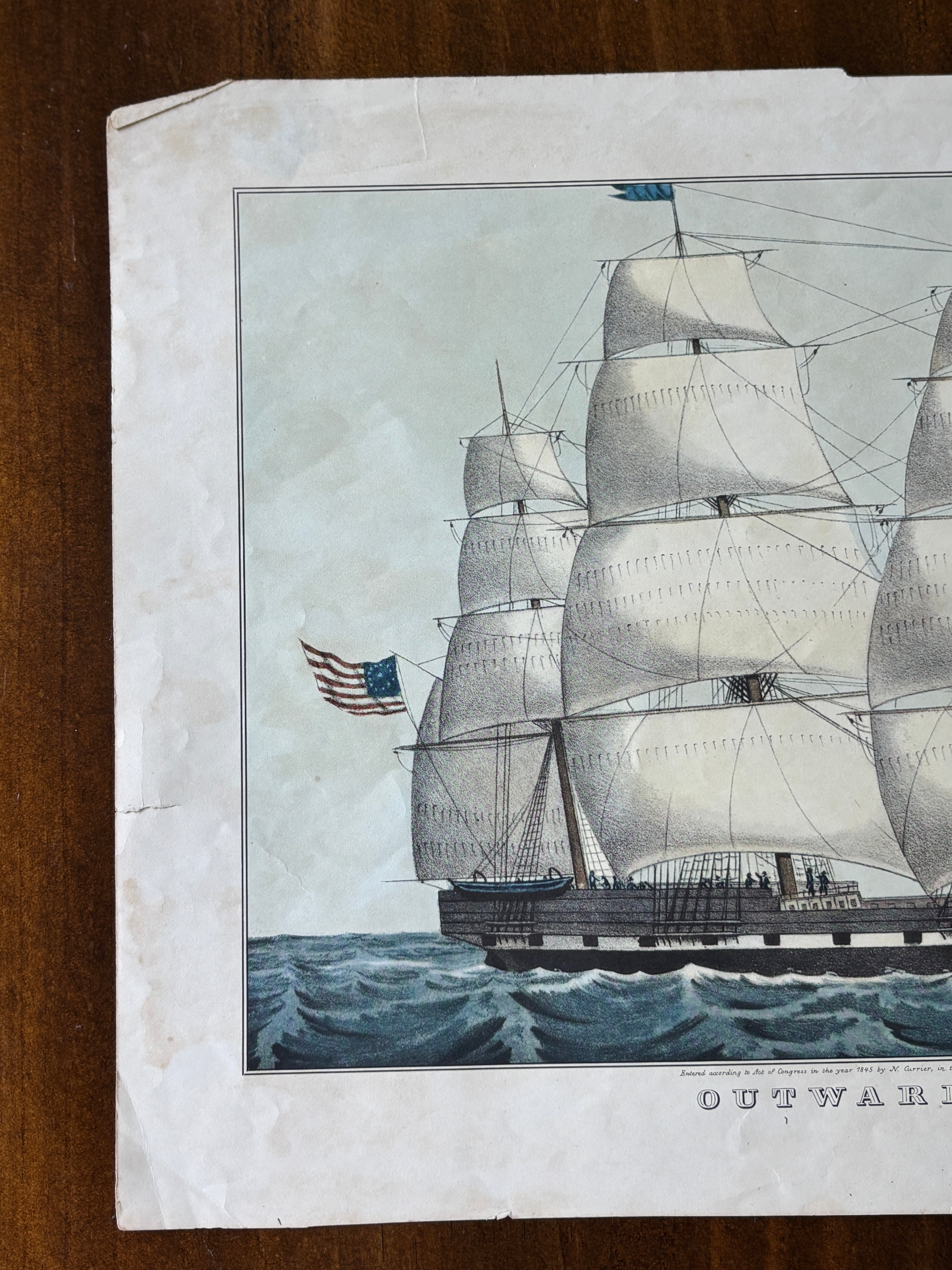 1953 Currier and Ives Calendar Boat Print