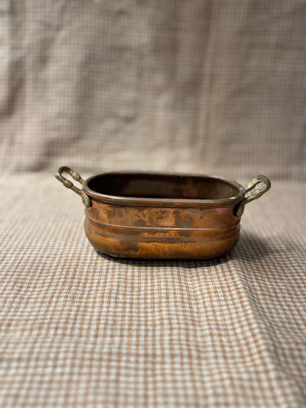 Small Oval Copper Cachepot
