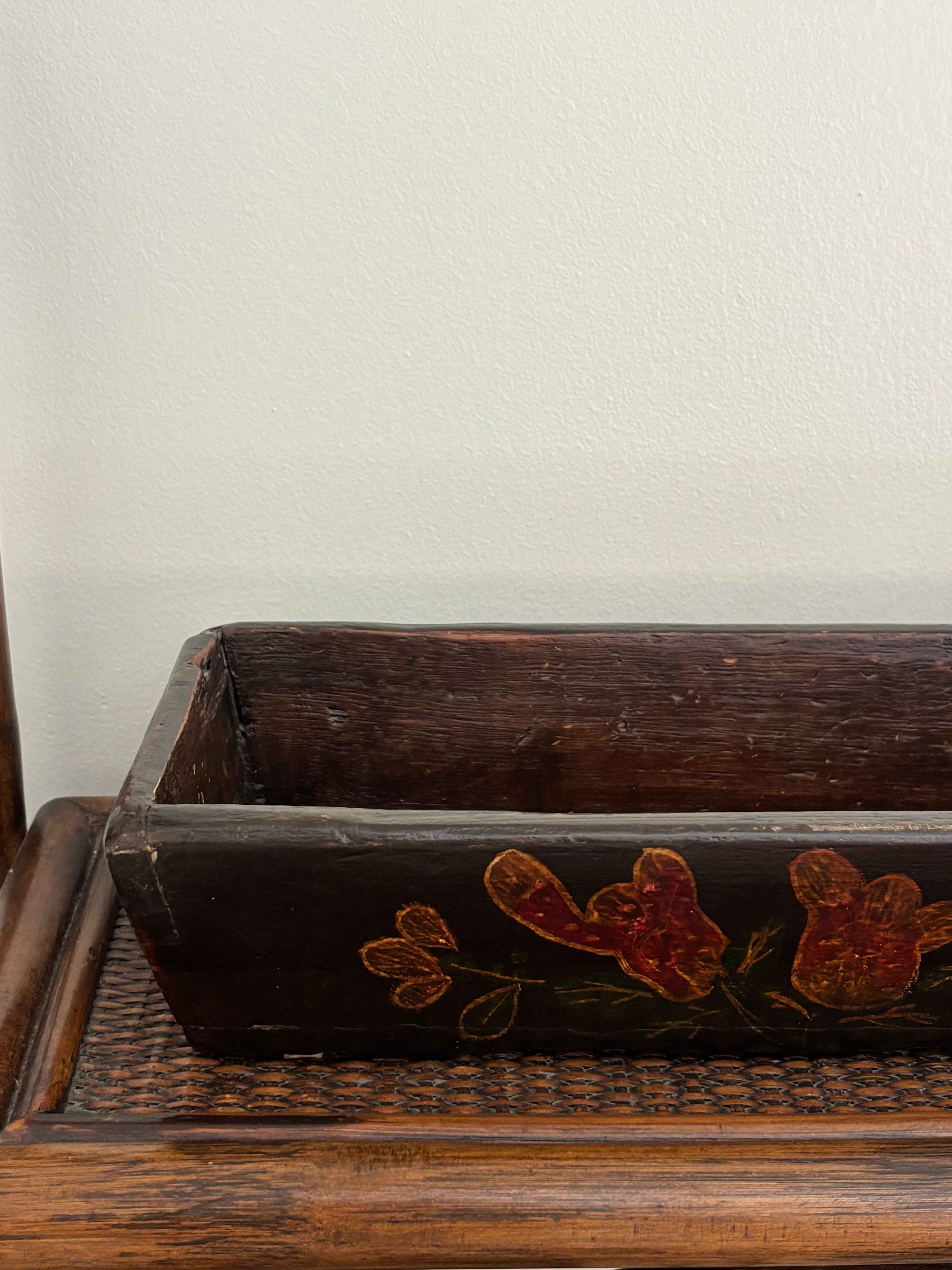 Antique Hand-Painted Wooden Tray