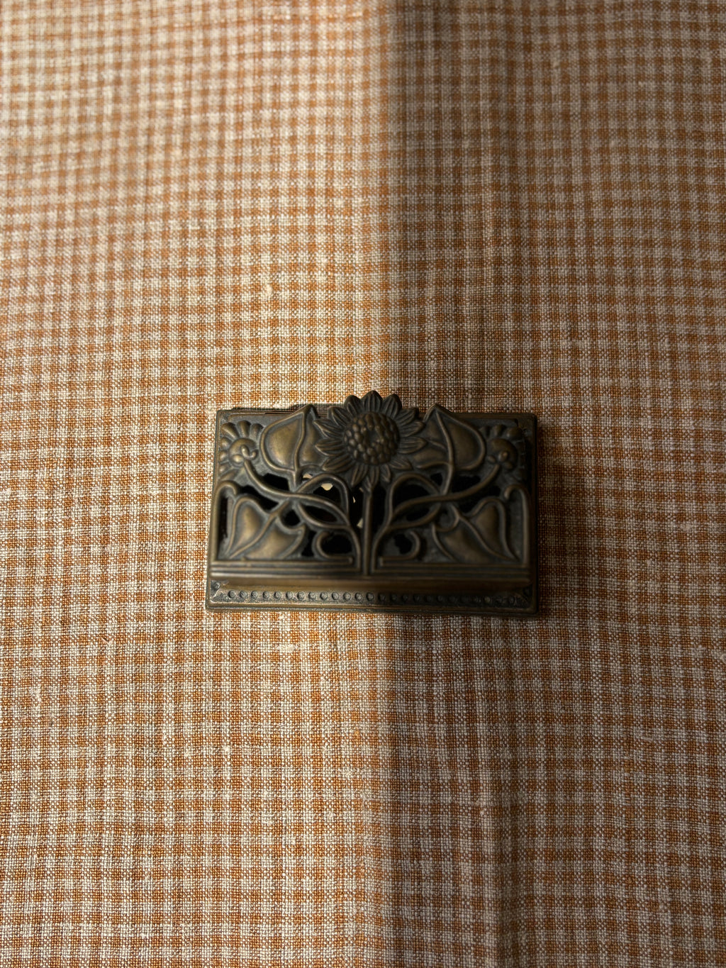 Art Nouveau Brass Stamp Box / Organizer