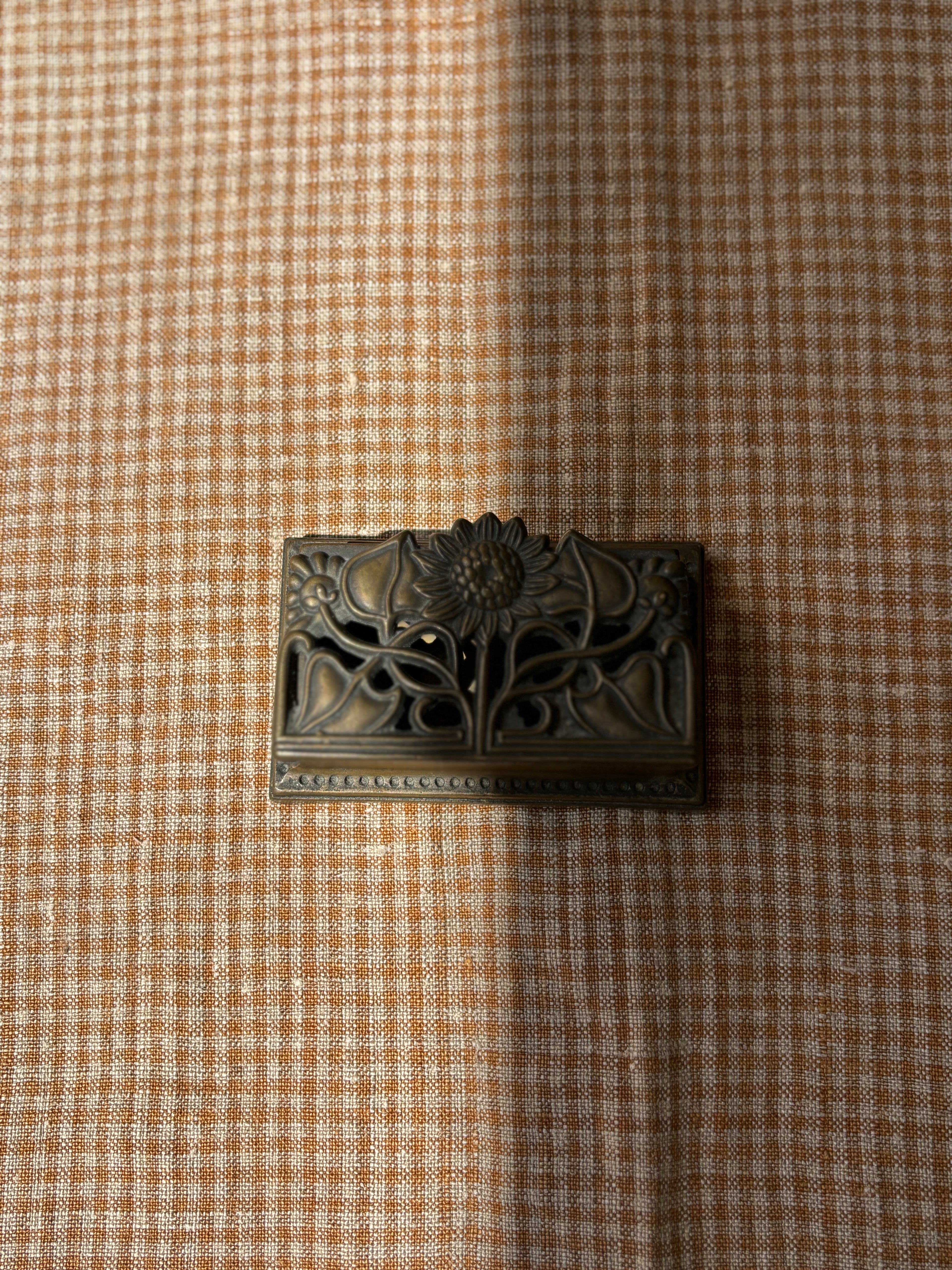 Art Nouveau Brass Stamp Box / Organizer