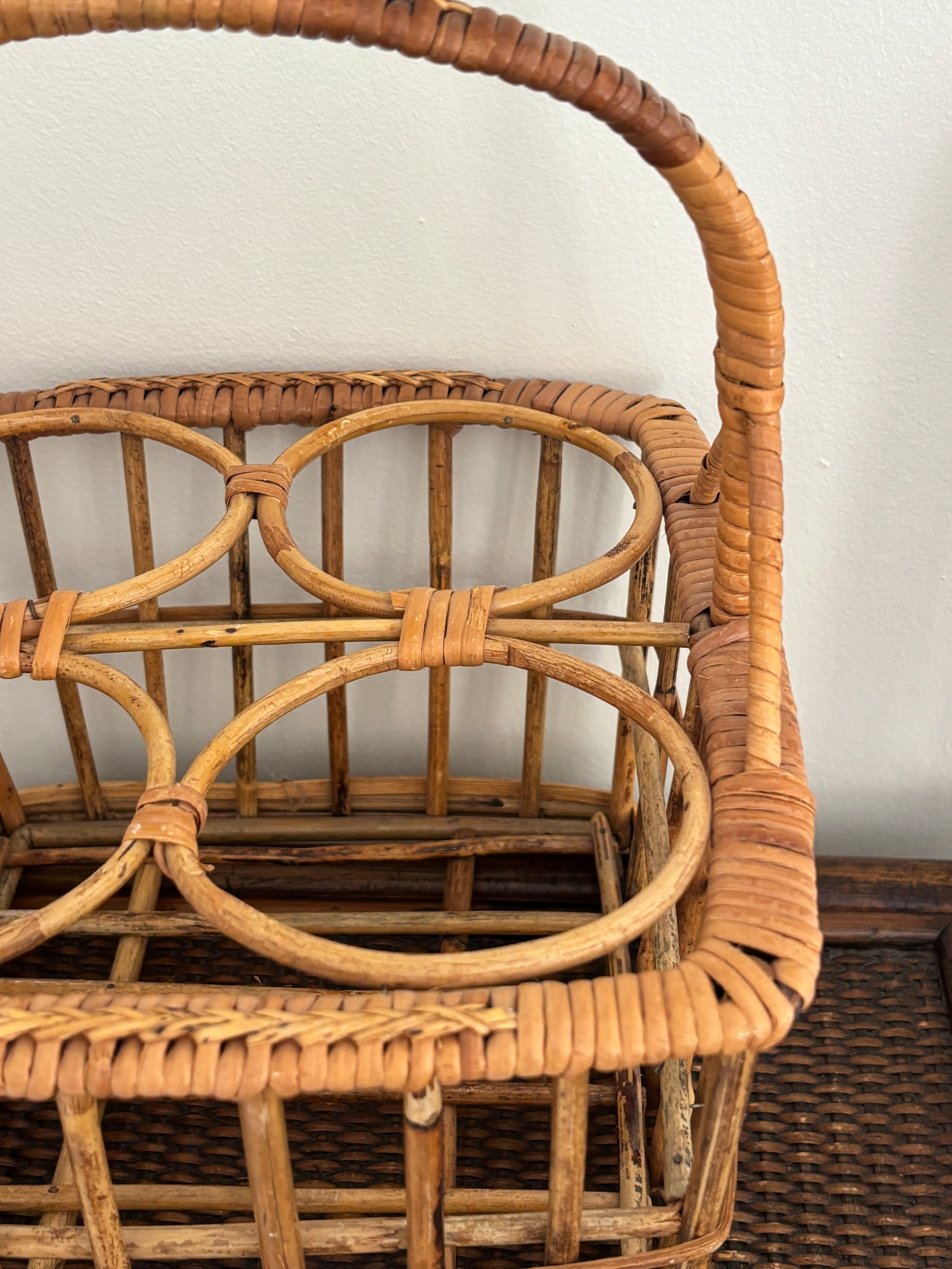 Rattan Wine Bottle Caddy