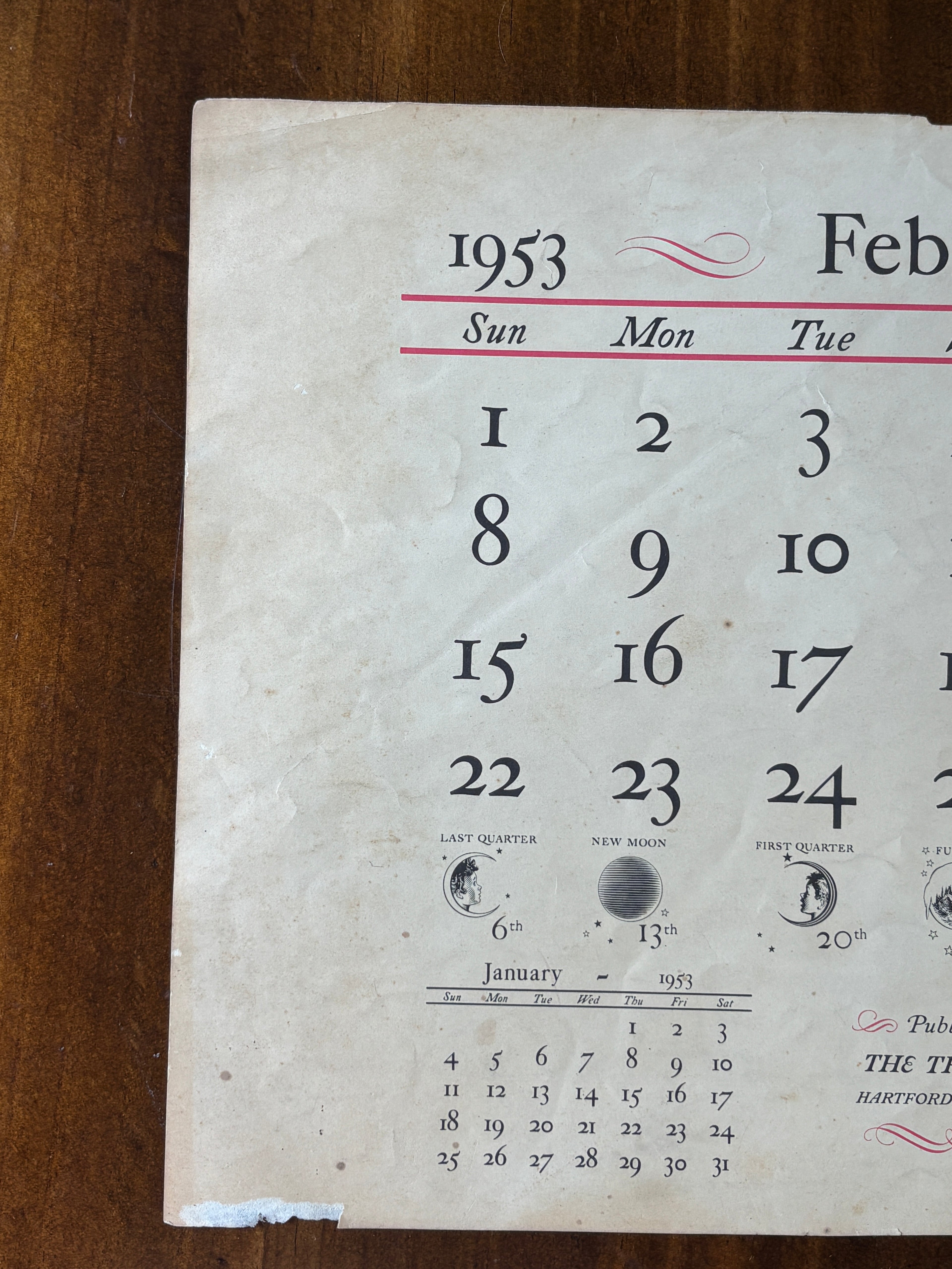 1953 Currier and Ives Calendar Boat Print