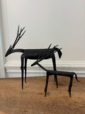Mid-Century Brutalist Style Hand-Forged Iron Deer Sculptures