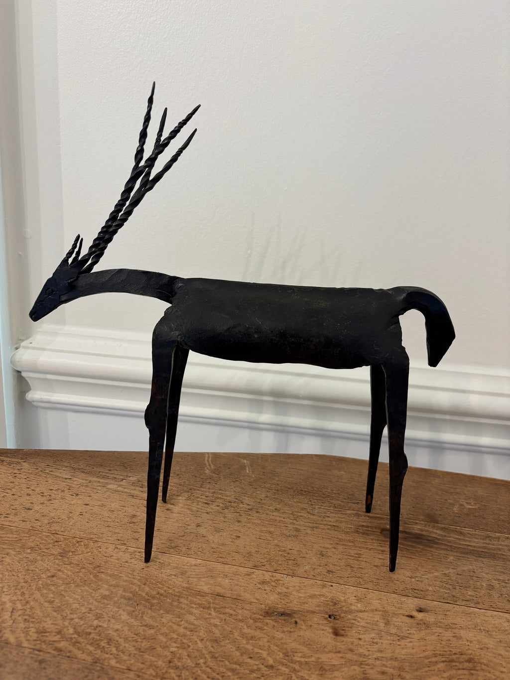 Mid-Century Brutalist Style Hand-Forged Iron Deer Sculptures